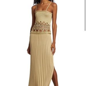 Christopher Esber Gold Crochet Knit Maxi Dress